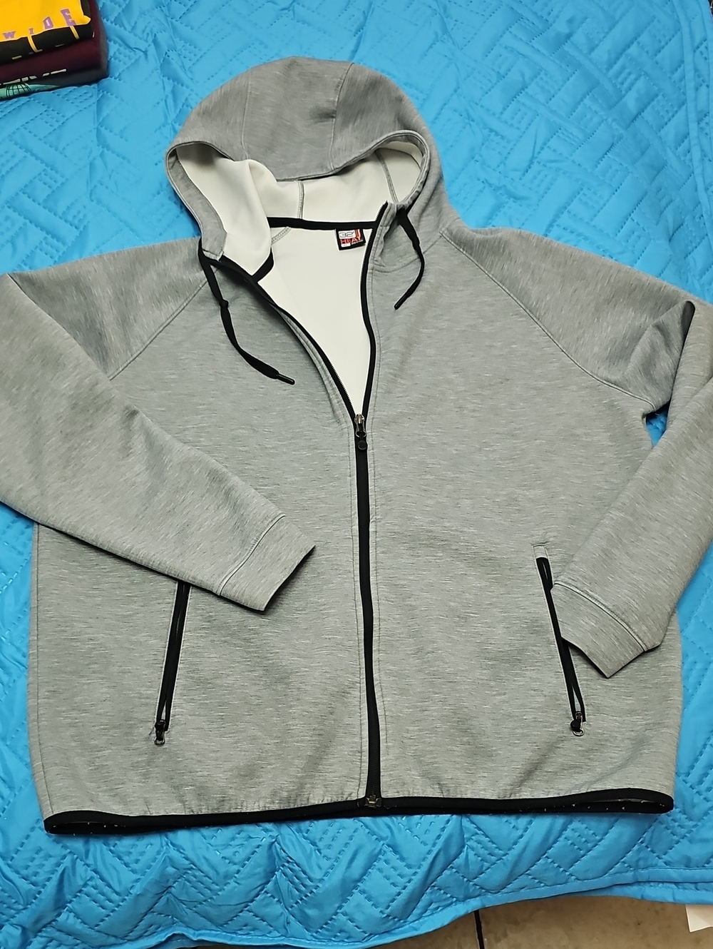 32 Degrees Light Gray Full-Zip Hoodie Jacket